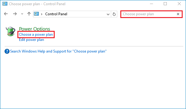 click choose a power plan