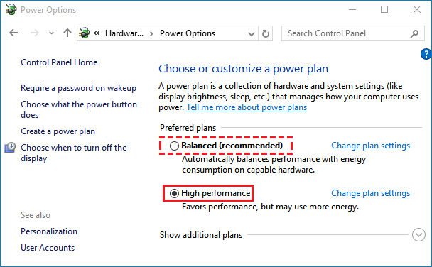 set power plan to high performance