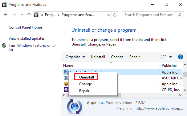 uninstall a program