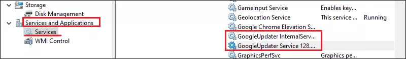 GoogleUpdater Service in Computer Management