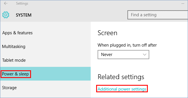 click additional power settings