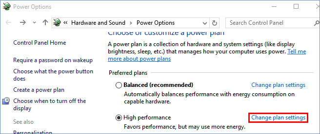 click change plan settings