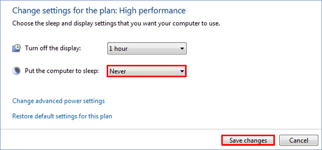 put the computer to sleep setting