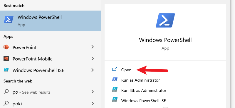 choose Windows Powershell