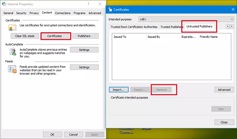 Remove Publisher from Untrusted Certificate List