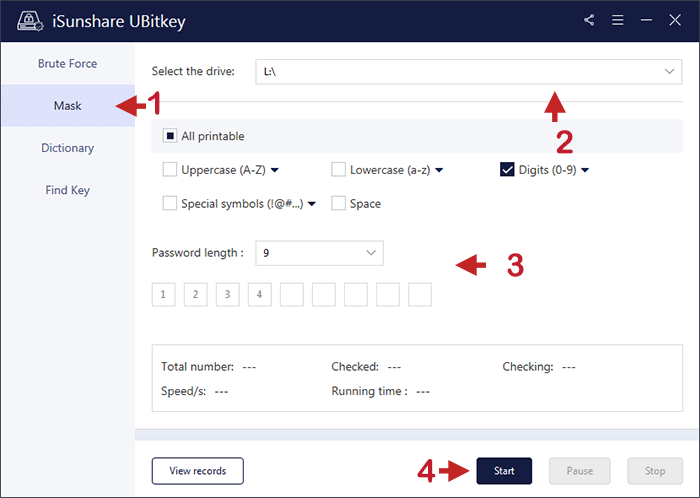 recover BitLocker password with iSunshare UBitkey