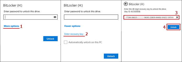 recovery key unlock bitlocker in file explorer