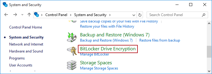 select bitlocker drive encryption