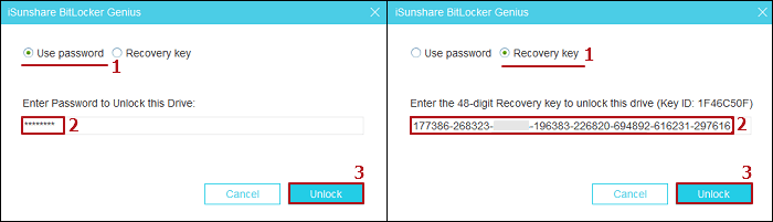 unlock bitlocker in isunshare software