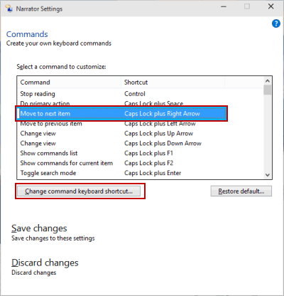 tap Change command keyboard shortcut