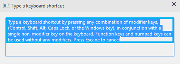 type keyboard shortcut