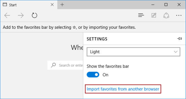 choose import favorites from another browser