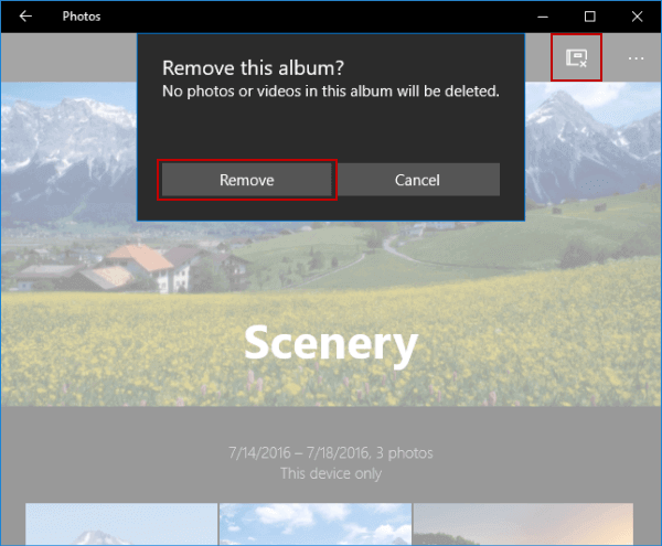 remove album from photos