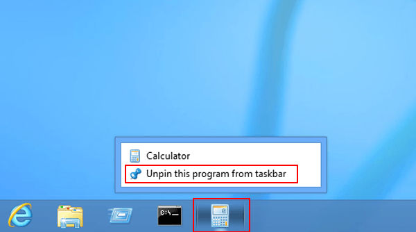 choose unpin this program from taskbar