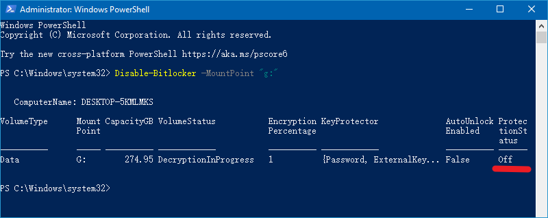 how to disable bitlocker windows 10 command line