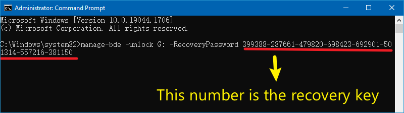 command line to unlock BitLocker drive