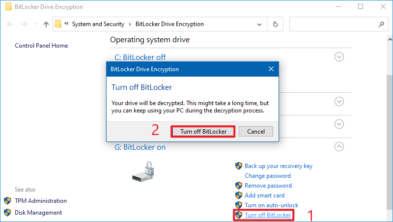 disable bitlocker