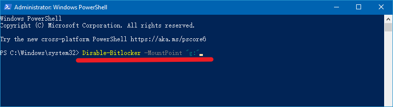 Disable-BitLocker -MountPoint