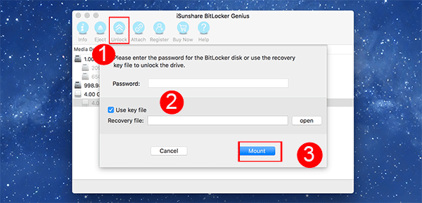 unlock BitLocker encrypted drive on Mac