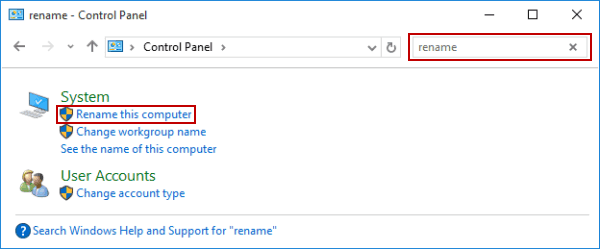 choose rename this computer