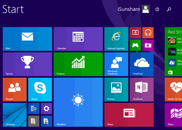 windows 10 start screen