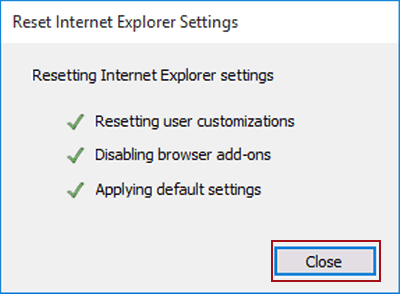 إعادة تعيين إعدادات Internet Explorer في نظام التشغيل Windows