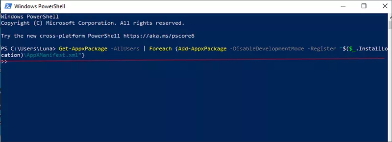 reinstall all build-in apps with PowerShell