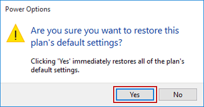 confirm restoring power plan settings