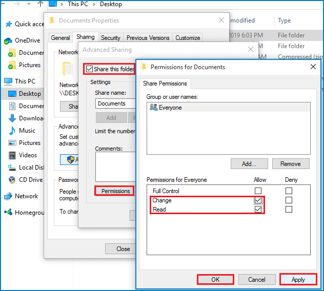 set permissions for documents