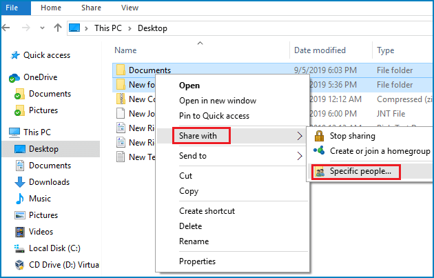 share files to specific people