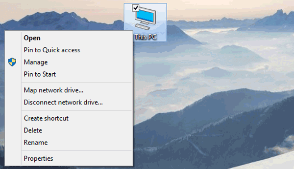 context menu shown on left