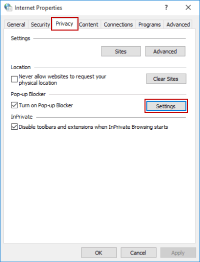 open pop up blocker settings