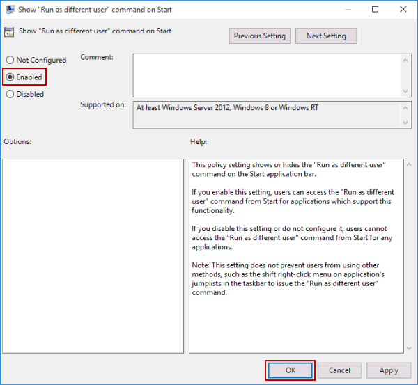 enable show run as different user command on start