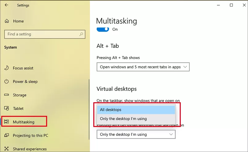 choose show windows option