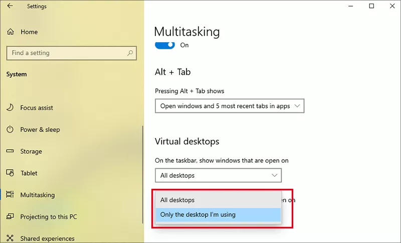 choose Alt Tab option