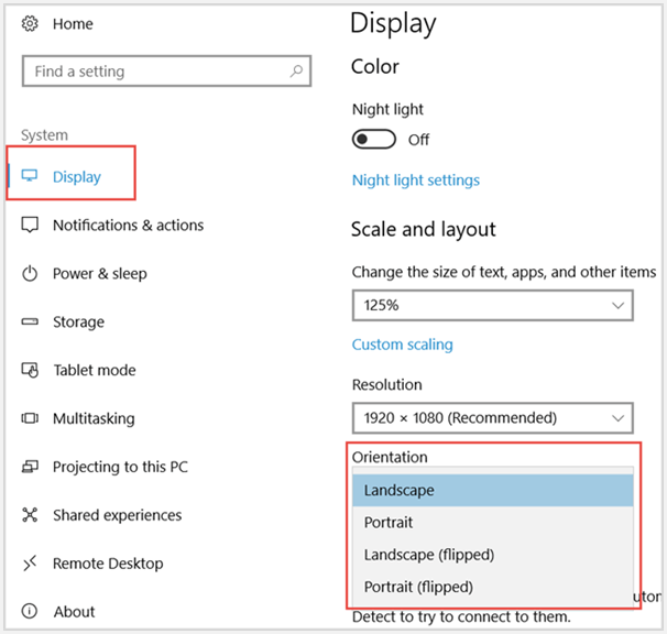 select landscape under orientation