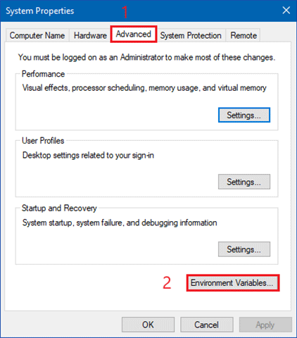 click environment variables