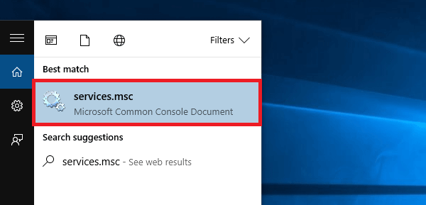 click services option in search box