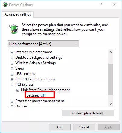 change Settings to off