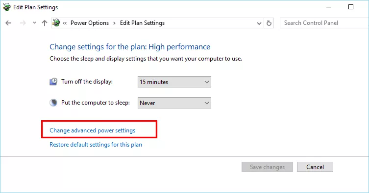 click Change advanced power settings