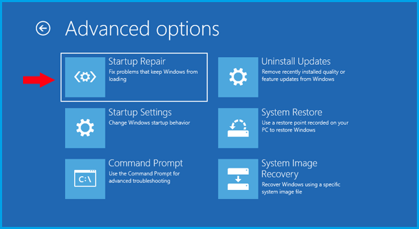 select automatic repair or startup repair