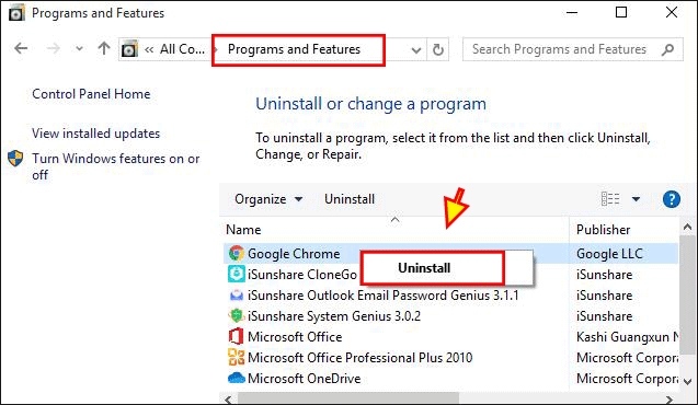 uninstall slow opening program