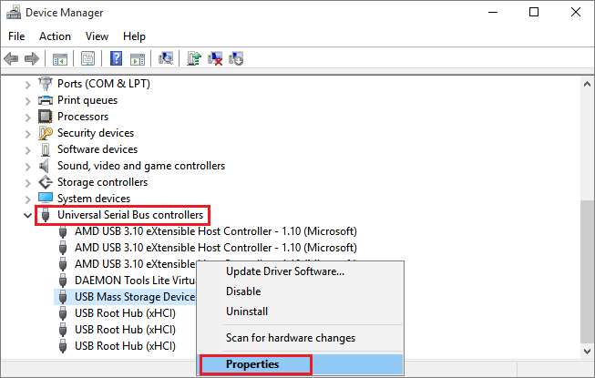 right click usb driver and choose properties