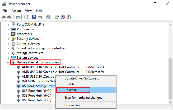 select uninstall from the drop down menu