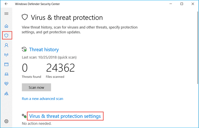 virus and threat protection