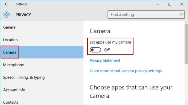 change webcam settings windows 10