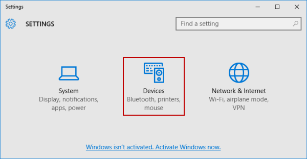 open devices settings