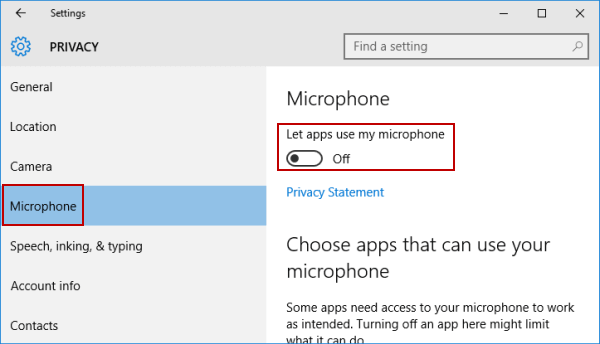 how to turn off microphone on laptop windows 10