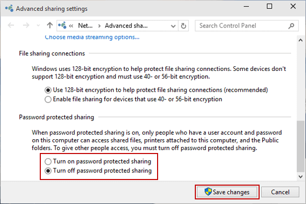 Share printer windows 10 without password