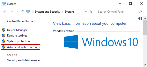 choose Advanced system settings